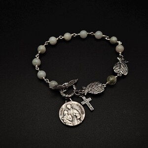 Rosary Bracelet - St Raphael Bracelet, Jade and amethyst