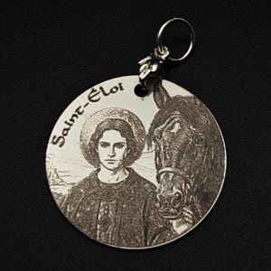 St Éloi medal, Médaille de Saint-Éloi, Stainless Steel Personalized Saint Eloi Pendant où Collier