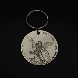 Engraved St. Michael Medal Necklace: Stainless Steel Archangel Pendant