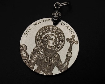 Personalized St Joan of Arc Medal: Stainless Steel Pendant Necklace