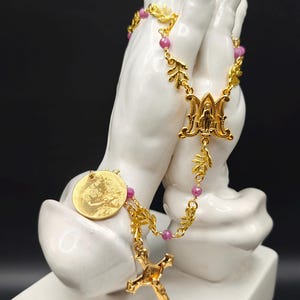 Ruby St Mary Magdalene Chaplet: 18k Gold-Plated Rosary