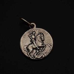 Silver Plated St. George Medal: Dragon Slayer Pendant