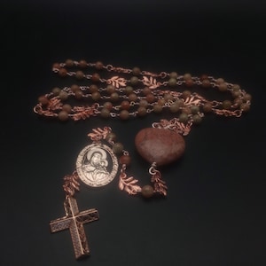Seven Sorrows Chaplet Rose Gold Plated, 7 Sorrows Rosary Filigree Flower Agate, Our Lady of 7 Sorrows Chaplet Rose Gold Plated.