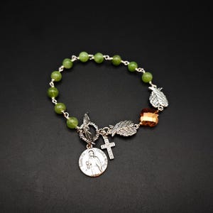 Armband Heilige Clara van Assisi rozenkrans: peridot, verzilverd
