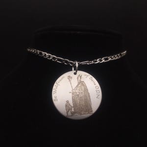 St Wulfram of Sens Medal: Stainless Steel Pendant Necklace, Custom Engraving