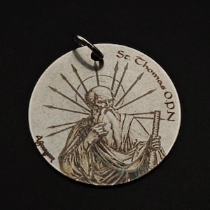 St. Thomas Apostle Pendant Necklace: Personalized Engraved Stainless Steel