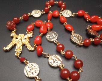 Chaplet - Chaplet of precious blood - Precious Blood Chaplet, 1947 Handmaids of the precious blood Carnelian & Coral