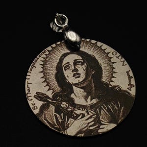St Mary Magdalene medal, Ste Marie Madeleine Médaille, Mary Magdalene Pendant, Stainless Steel Personalized St Mary Mag. Pendant or Necklace