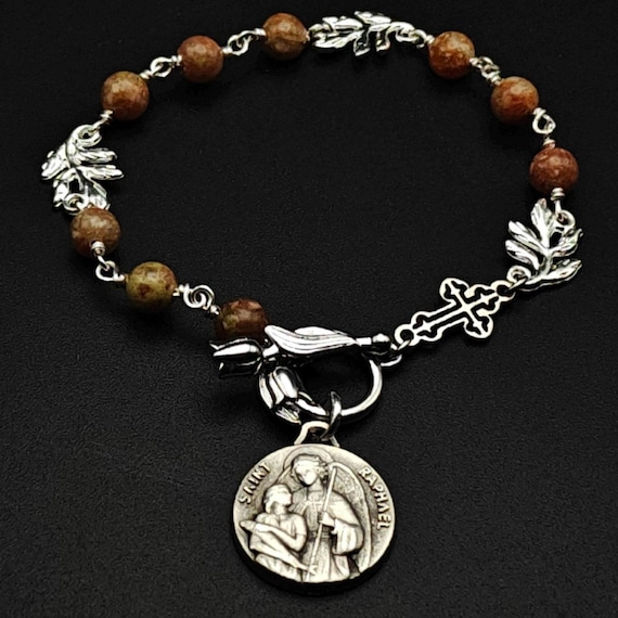 Archangel Raphael Bracelet: Flower Agate Rosary Chaplet Canada