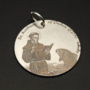 Personalized St Anthony of Padua Medal: Stainless Steel Pendant Necklace