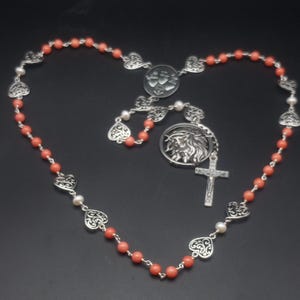 Chaplet of the holy face of Jesus, holy face chaplet, sacred heart chaplet inside holy face chaplet, sacred heart chaplet, natural coral