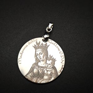Our Lady of Hens Medal: Stainless Steel Catholic Pendant Necklace