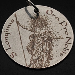 St. Longinus Edelstahl Anhänger - Personalisierte katholische Medaille
