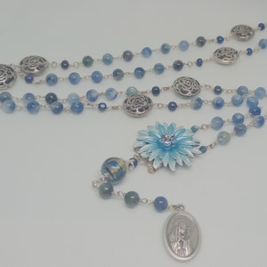 Chaplet of 7 Sorrows, Seven Sorrows Chaplet, Floral, Kyanite