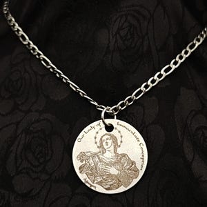 Our Lady of the immaculate conception  medal 30mm, Médaille Notre-Dame de l&#39;Immaculée Conception, Personalized, Stainless Steel