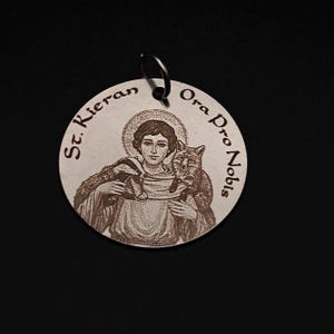Personalized St Kieran Medal: Stainless Steel Saint Pendant Necklace