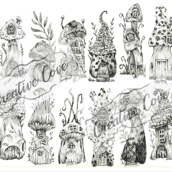 Fairy mushroom house sketches