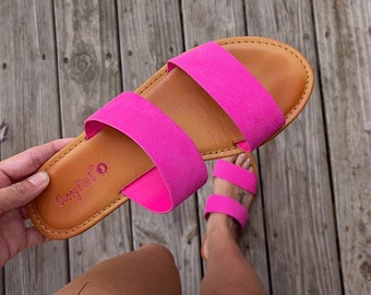 Hot Pink Suede Sandals