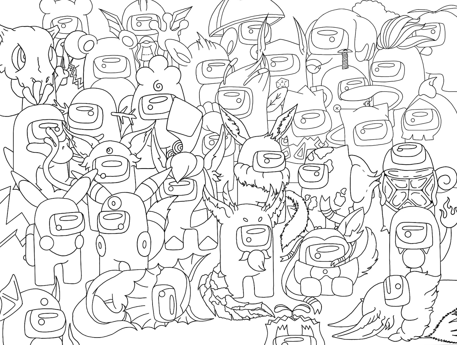 10 Fun Among Us Pokemon Coloring Pages for Kids
