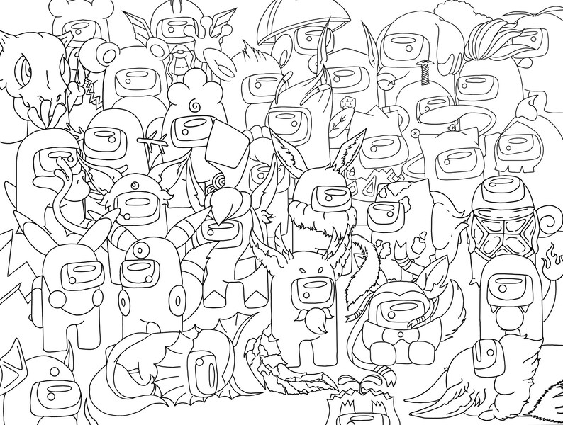 POKEMON AMONG US Coloring Page | Etsy
