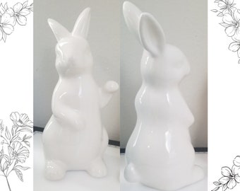 MTSCE Ceramic Rabbits Cute Porcelain Rabbits Figurines Home Decor Bunny Set of 2 Red Ear Large MTSCE Ceramic Rabbits Cute Porcelain Rabbits Figurines Home Decor Bunny Set of 2 Red Ear Large