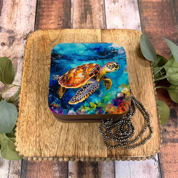 Jewelry Sublimation Design for Traveler Jewelry Case Blanks - Sea Turtle - PNG Digital Download