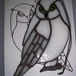Snowy Owl Stained Glass Suncatcher Pattern - Digital Download