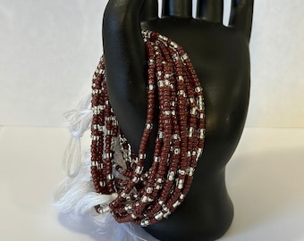 Brown & Clear African Waist Beads: Tie-On Belly Beads