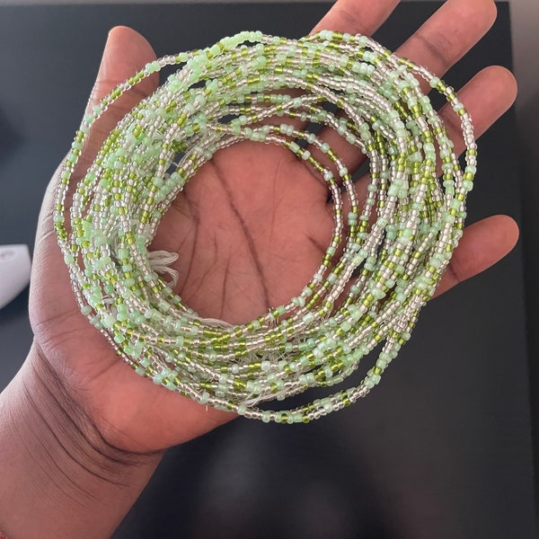 Olive green and Clear seed beads