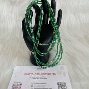 Green |Waist Beads| tie on waist beads| women| African waist beads| free shipping| weight loss| handmade| belly bead| beads | waist trainer