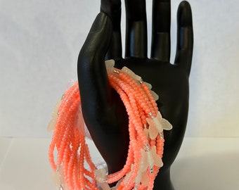 Glow in the dark orange und klar Taille Perlen | binden Sie auf Taille Perlen | Frauen| Ghana Taille Perle | kostenloser Versand | Abnehmen | Handarbeit| Bauch Perle