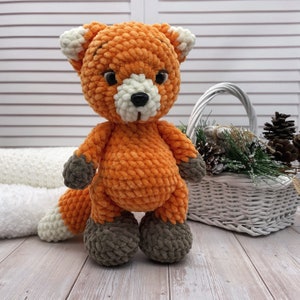 Crochet fox amigurumi plush doll, handmade baby fox, woodland stuffed animal