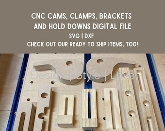 CNC Hold Down Clamps and Cams, Straight and Corner Brackets for Spoilboard  (2-inch Spacing) - Digital | SVG + DXF | Our Favorite!