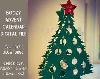 Árbol de Navidad de Adviento para adultos / Árbol de Navidad para bebedores borrachos / Botellas de cerveza / SVG + DXF + Glowforge*