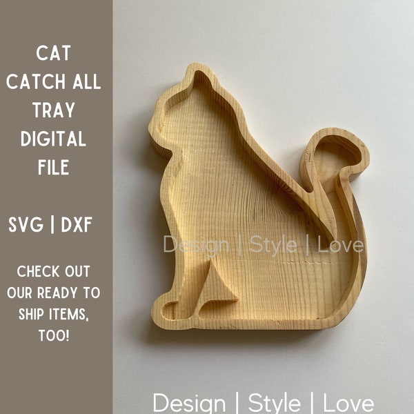 Kitty Cat Sitting Pretty Catch All Tray | SVG + DXF | Digital Download File