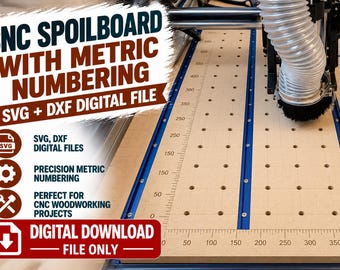 CNC-Spoilboard mit metrischer Nummerierung – Digital | SVG + DXF