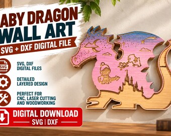 Baby-Drachen-Motiv | SVG + DXF zum Download