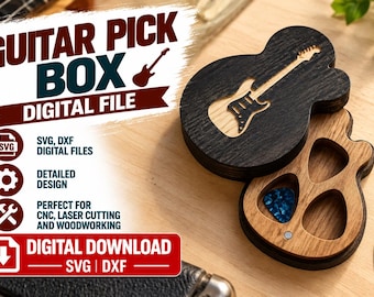 Gitarrenplektrumhalter | CNC-Datei zum digitalen Download – SVG + DXF