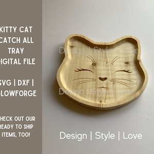 Bandeja para recoger todo tipo de cosas con forma de gatito / SVG + DXF l Archivo de descarga digital