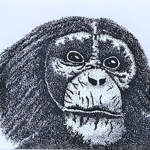 Chimpanseeprint, stippelkunst, zwart-witportret