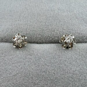 Vintage 14K Solid White Gold Diamond Stud Earrings 0.10 cttw