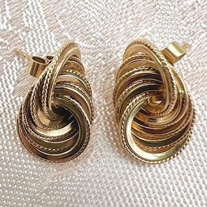 Vintage 9ct Solid Gold Early 90's Large Knot Stud Earrings