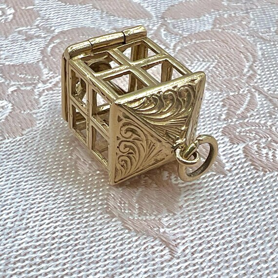 Vintage 9ct Solid Gold Opening Lantern Charm for … - image 7