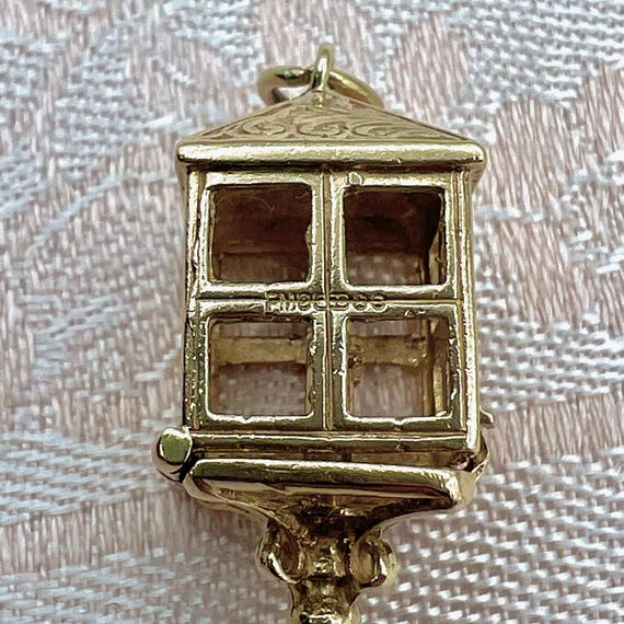 Vintage 9ct Solid Gold Opening Lantern Charm for … - image 9