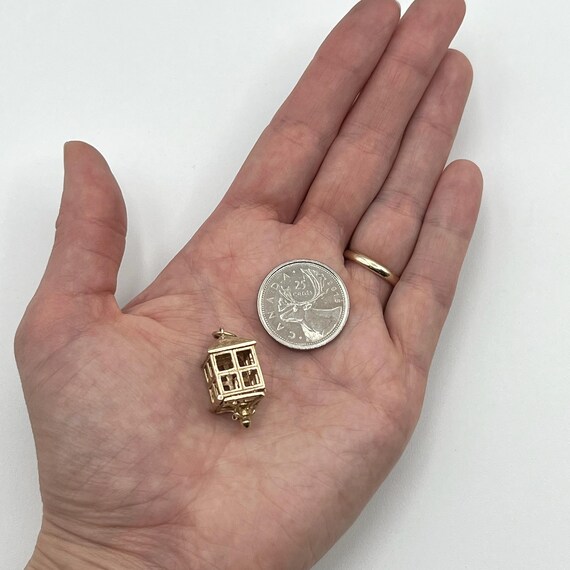 Vintage 9ct Solid Gold Opening Lantern Charm for … - image 5