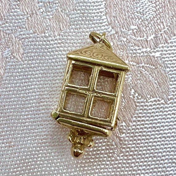 Vintage 9ct Solid Gold Opening Lantern Charm for … - image 6