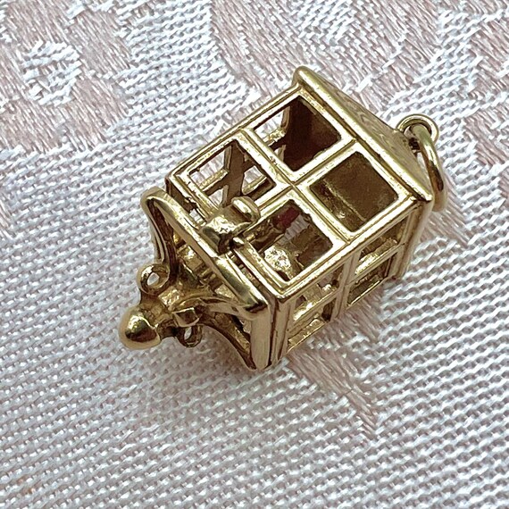 Vintage 9ct Solid Gold Opening Lantern Charm for … - image 4