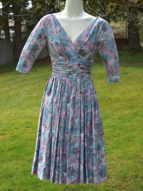 XS Petite Vintage 1950's Cotton Floral Day Dress … - image 4