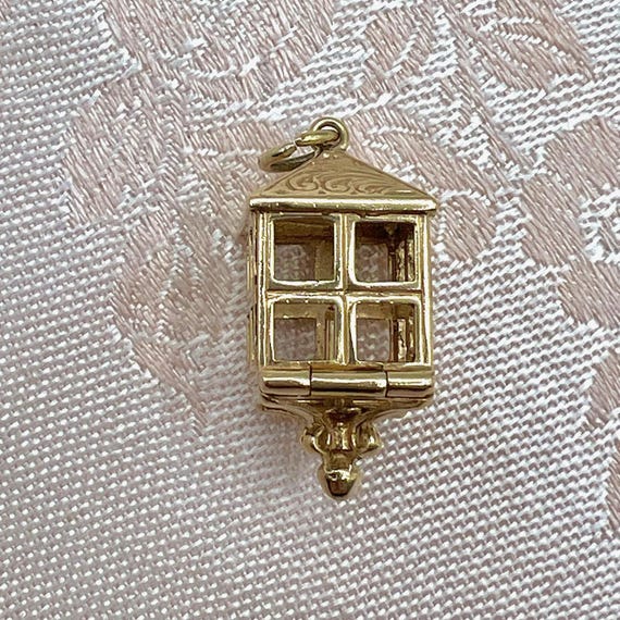 Vintage 9ct Solid Gold Opening Lantern Charm for … - image 1