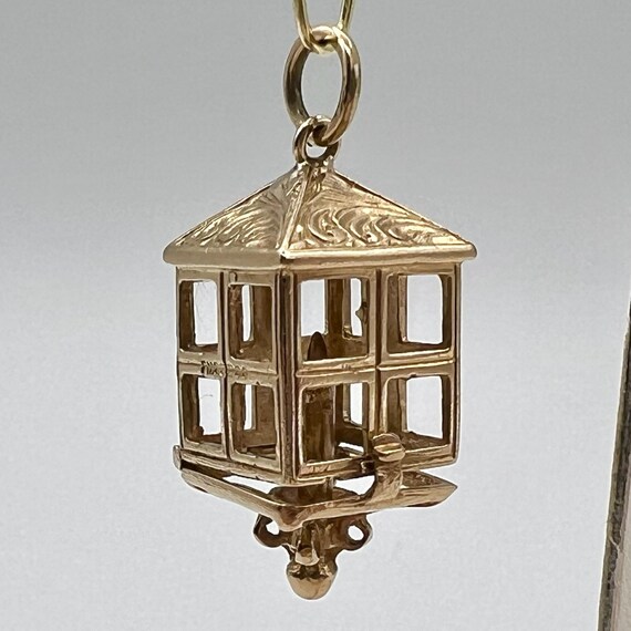 Vintage 9ct Solid Gold Opening Lantern Charm for … - image 2